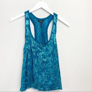 Nollie Turquoise Sequin Turquoise Tank Top  Size S